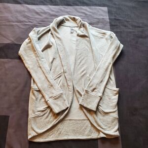 Girls Kids Athleta Size 12 Large Gray Open Front Sweatshirt Cardigan Longsleeve